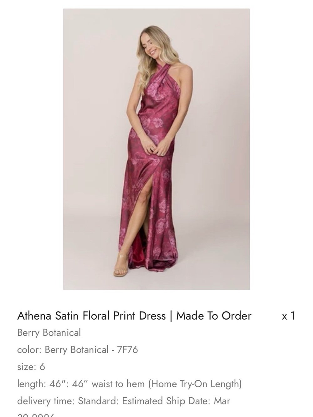 Revelry One-Shoulder Satin Maxi Dress in Berry (Berry Botanical)